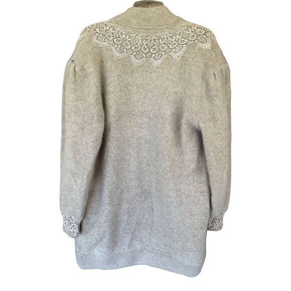 Vintage Gizel Sweater Coat White Beaded Angora Rabbit Hair Cardigan L/XL New - Picture 11 of 13